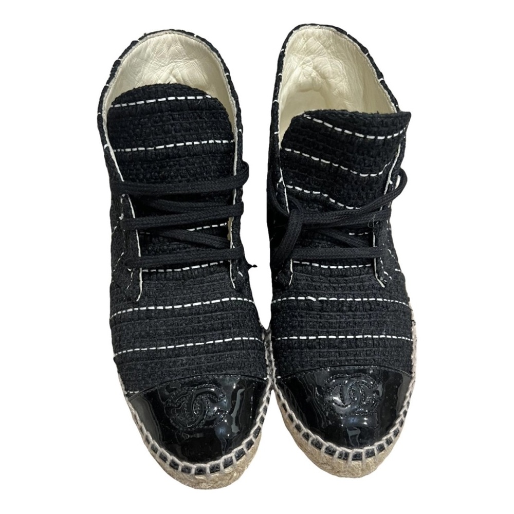 CHANEL Black and White Espadrille Sneakers